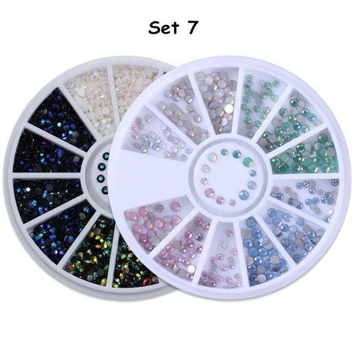 Set 7 2 коробки, Стразы для ногтей, бусинки, заклепки, 3D украшения для ногтей, маникюрный декор, набор для украшения ногтей - Цвет: Set 7