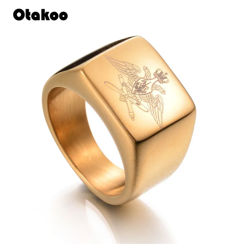 Мужское кольцо с орлом Otakoo средней длины из нержавеющей стали перстень в русском