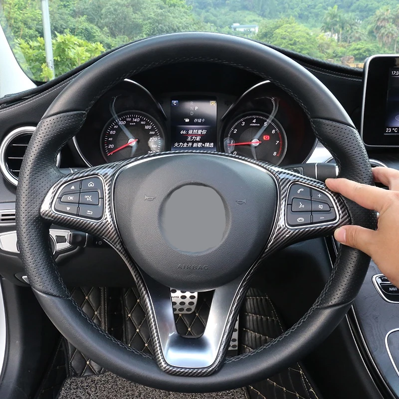 For Mercedes-Benz W205/W204/W212/W213/X253/X156/W117/C117 steering wheel sequins interior modified carbon fiber car stickers | Автомобили
