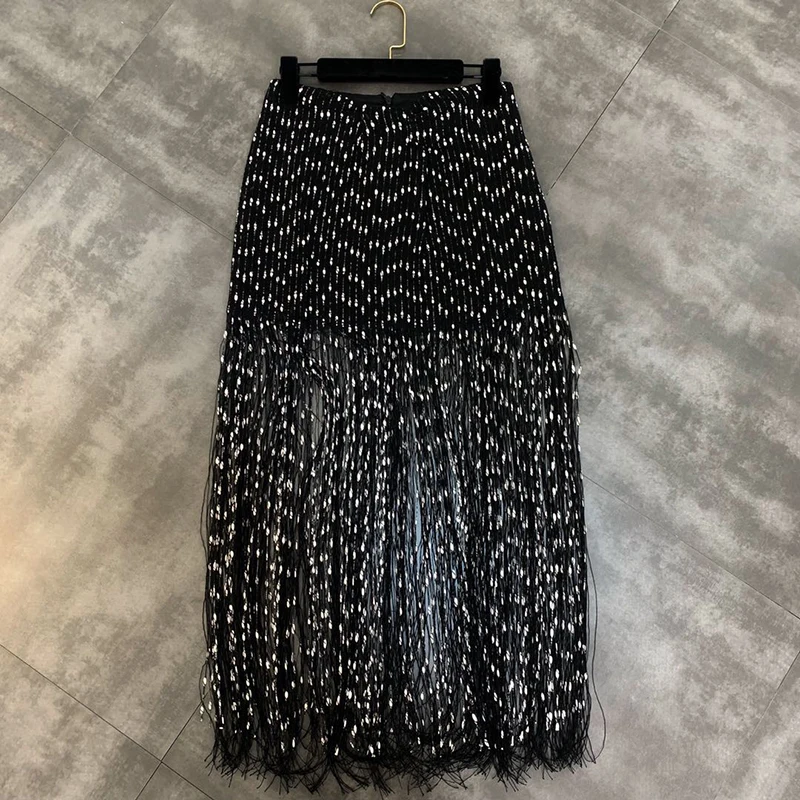 Высокое качество Мода 2019 дизайнерская юбка с рюшами Женская кисточками | одежда