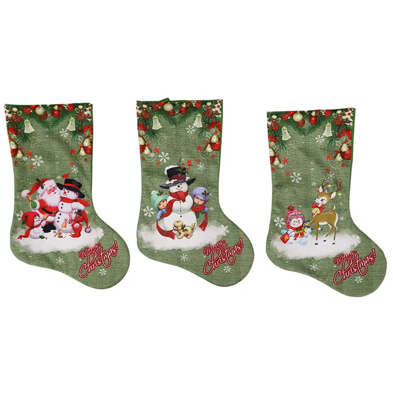Christmas Stockings Gift Bags Decorations Large Size Printed Candy Socks | Дом и сад