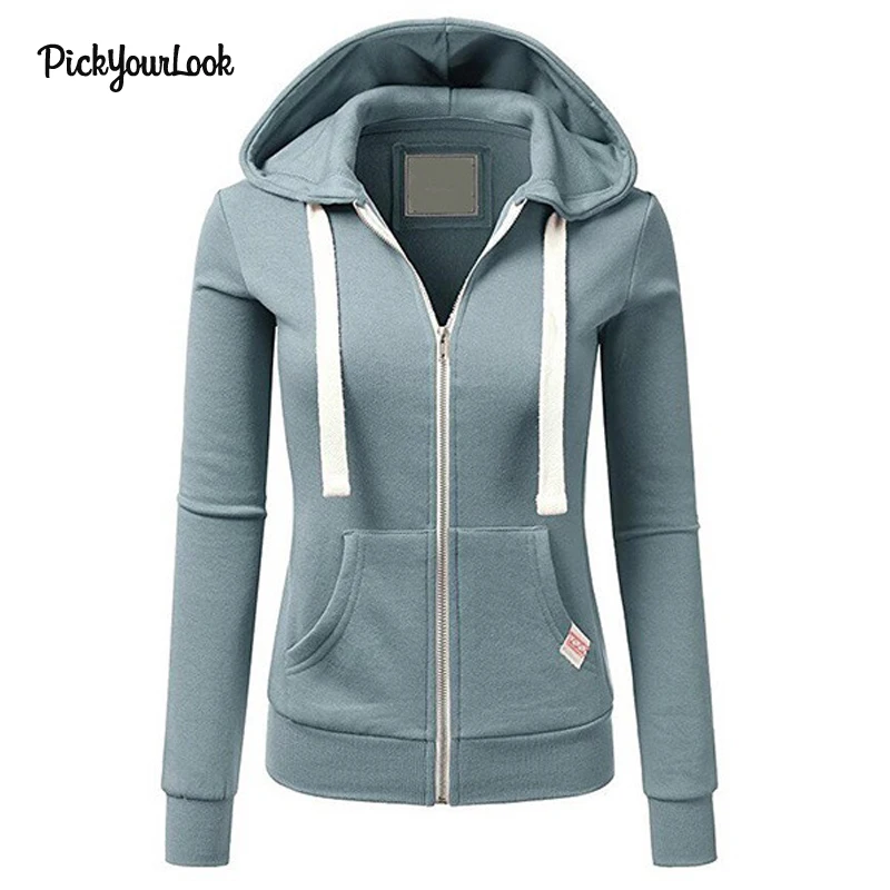 PickyourLook толстовки Женская толстовка с длинным рукавом зимняя на молнии