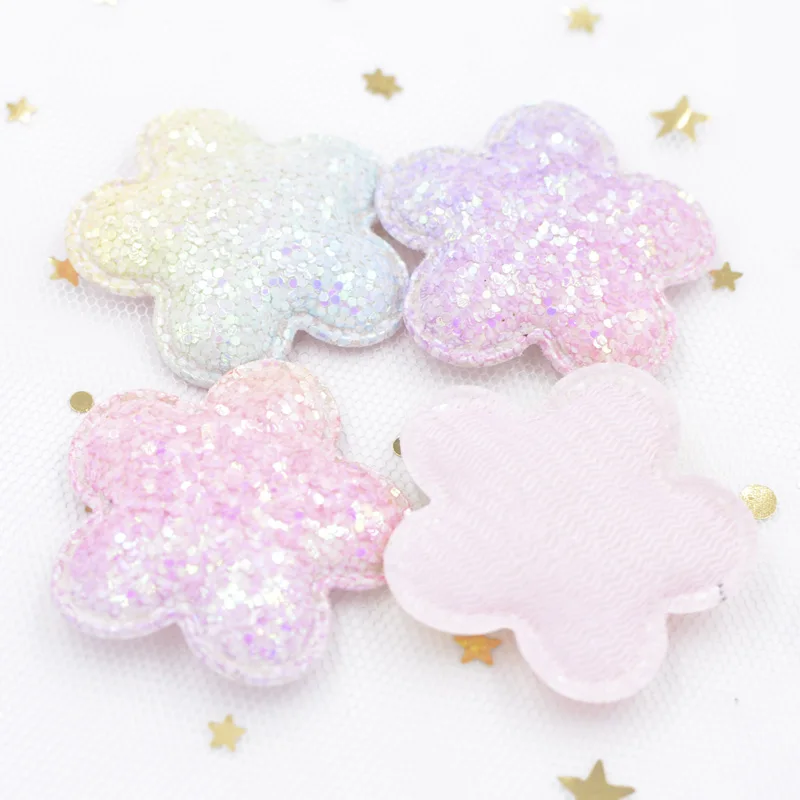 Блестящие радужные аппликации с цветком сливы 10 шт. цветочные мягкие нашивки для