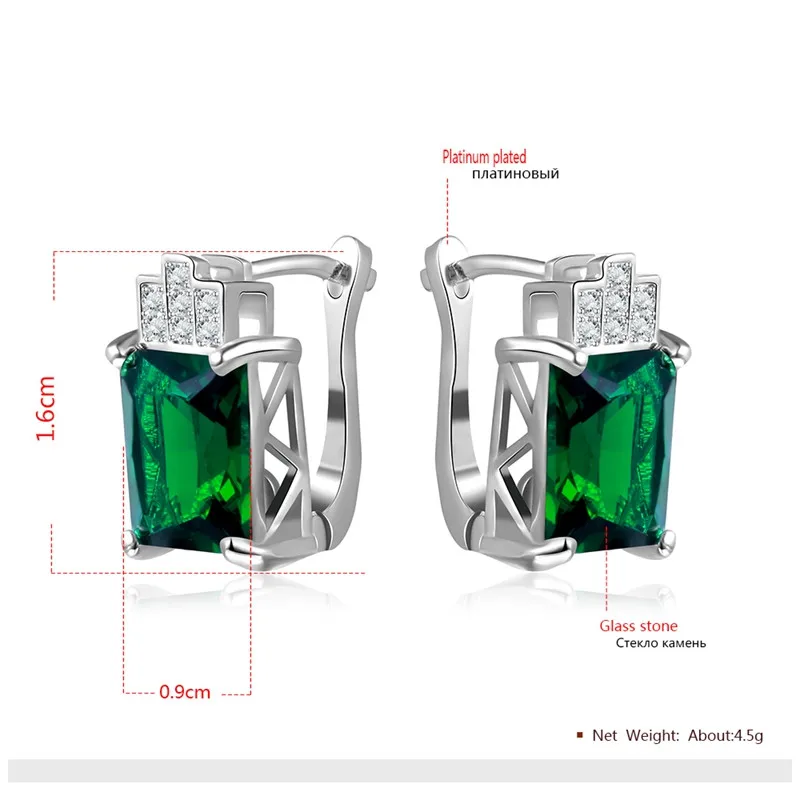 CC модные ювелирные изделия серебряные серьги для женщин Роскошные зеленые камни