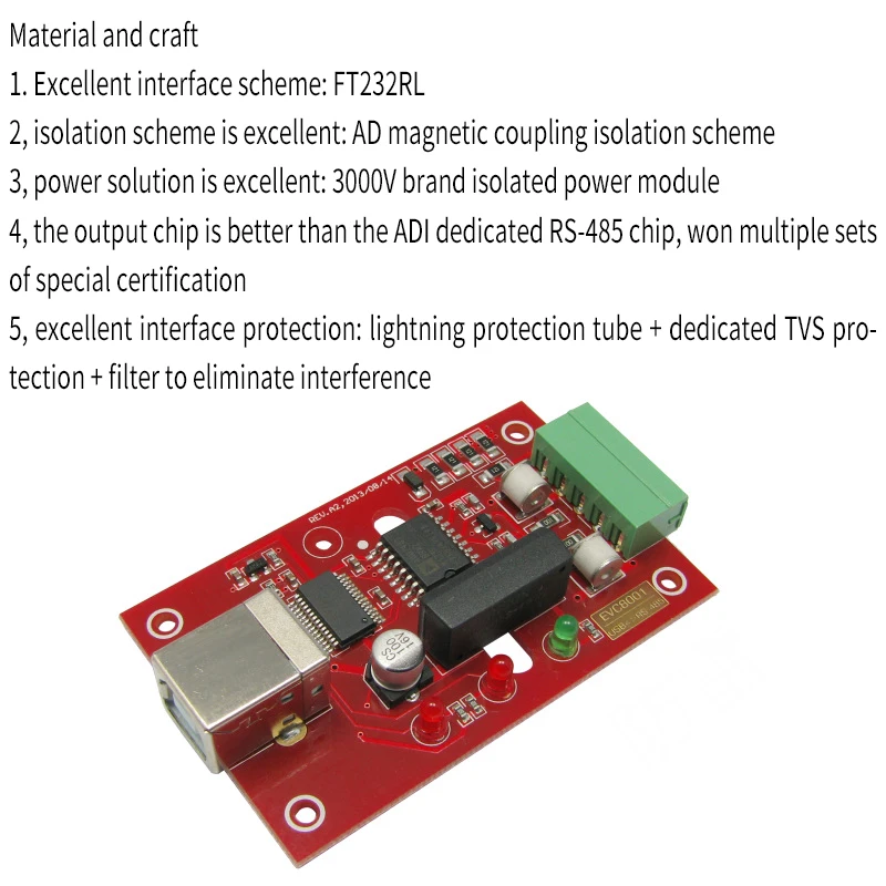 EVC8001 USB to 485/RS485 Magnetic Coupling Isolation Converter Lightning Protection Industrial Grade FT232 | Электронные