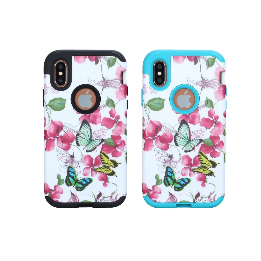 Классический Ретро Бабочка Цветы Силикон + PC телефон задняя крышка чехол для Apple