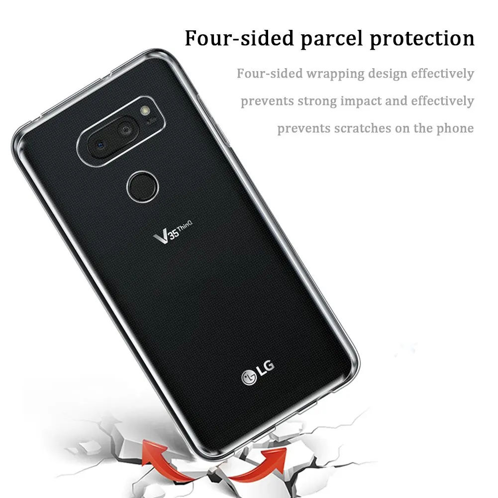 Чехол для LG V40 ThinQ / V35 прочный силиконовый прозрачный бампер из ТПУ мягкий чехол V10