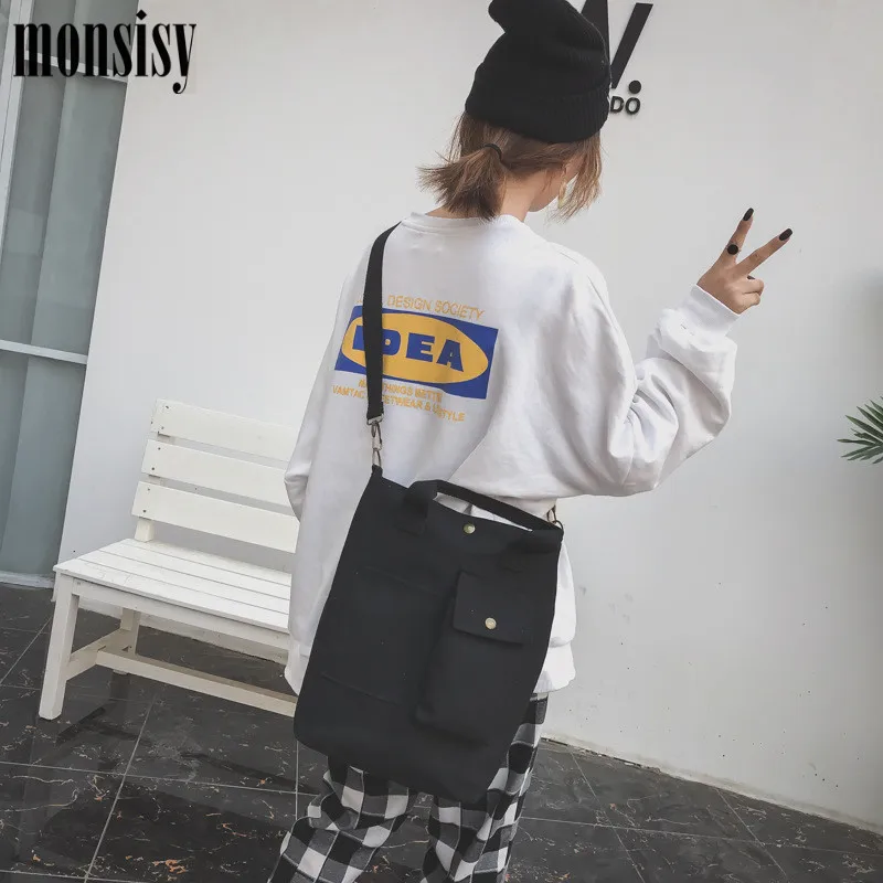Холщовые сумки на плечо Monsisy для девочек Экологичная Сумка-тоут покупок сумочки