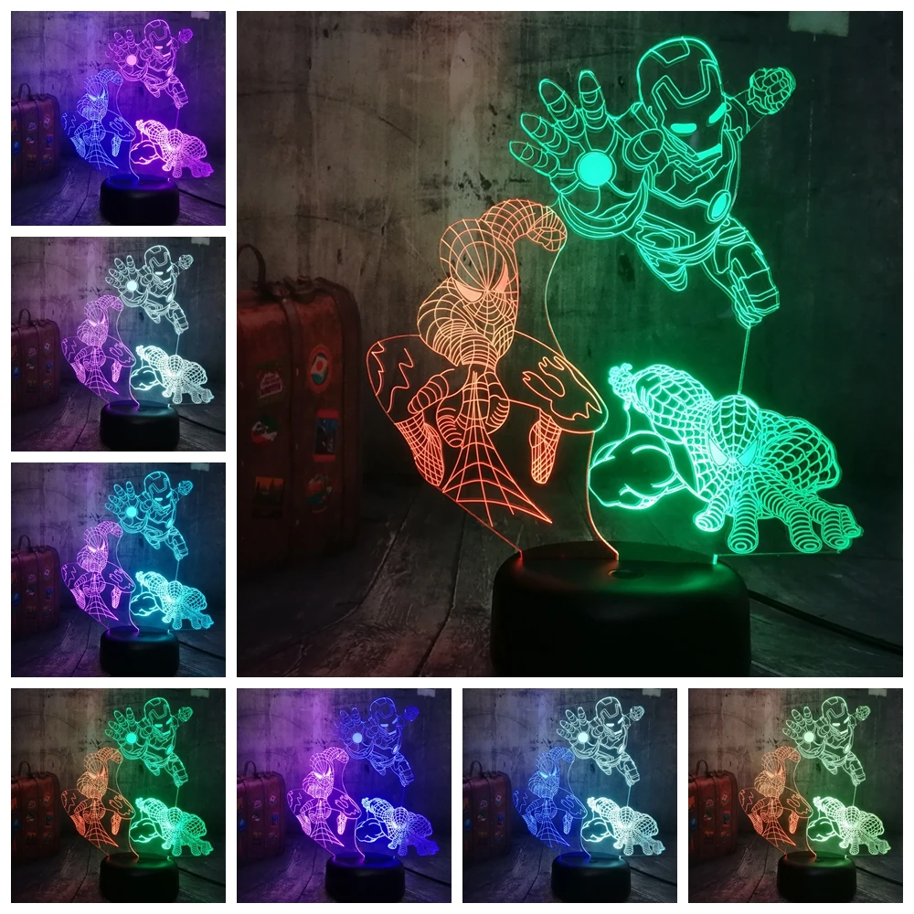 Крутой Marvel Человек-паук Железный человек яд смешанный двойной цвет 3D