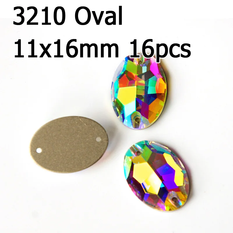 Oval 11x16mm 36pcs Кристалл AB пришить стразы различные Стразы радужные бусины Стразы для шитья ювелирных изделий платье гимнастика украшения одежды - Цвет: Oval 11x16mm 36pcs