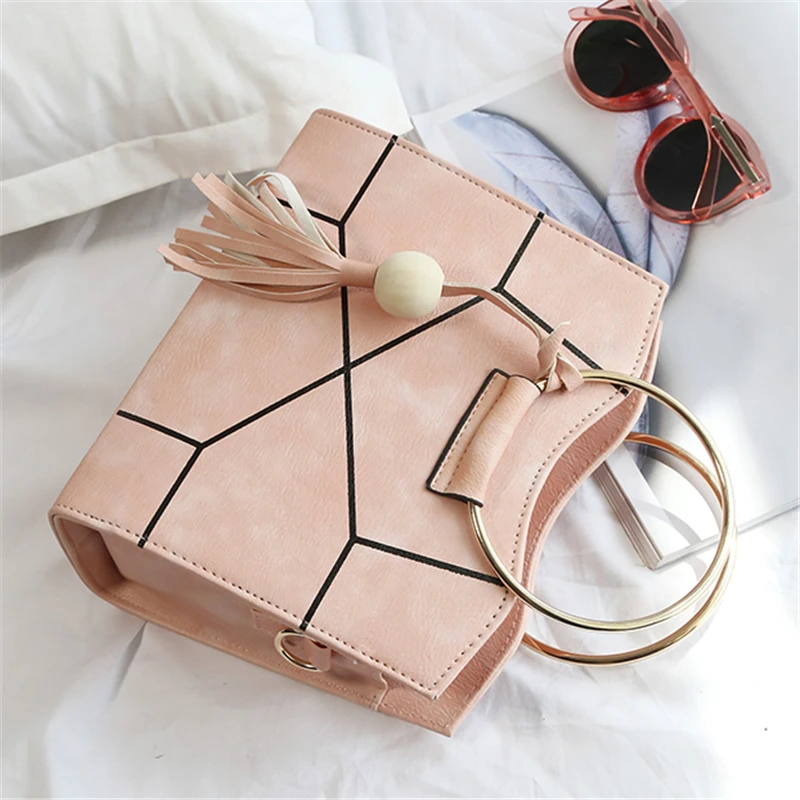 Повседневная Лоскутная кисточка с металлическим кольцом и ручкой маленькая