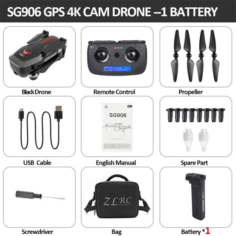 black 1BAT Bag Beast SG906 gps 5G wifi FPV с 4K Ультра прозрачной камерой бесщеточный складной X193 Радиоуправляемый Дрон Квадрокоптер RTF черный VS F11 B4W - Цвет: black 1BAT Bag