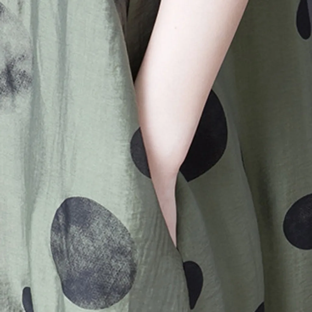 Женское платье в горошек Повседневное из хлопка и льна вечерние платья лето