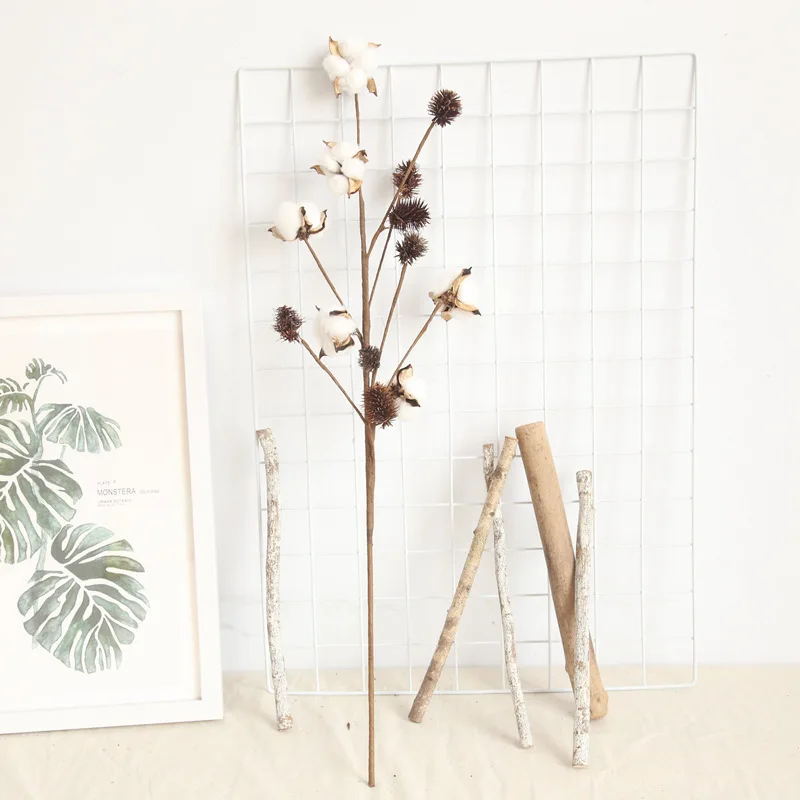 INS Fashion Naturally Dried Cotton Flower Artificial Plants Floral Branch For Wedding Party Room Decoration Home Decor | Дом и сад
