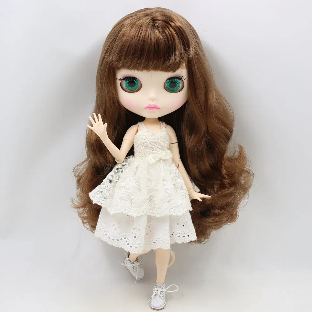 ICY Nude Blyth кукла для серии No. BL9158 коричневый волос резные губы матовое лицо шарнир