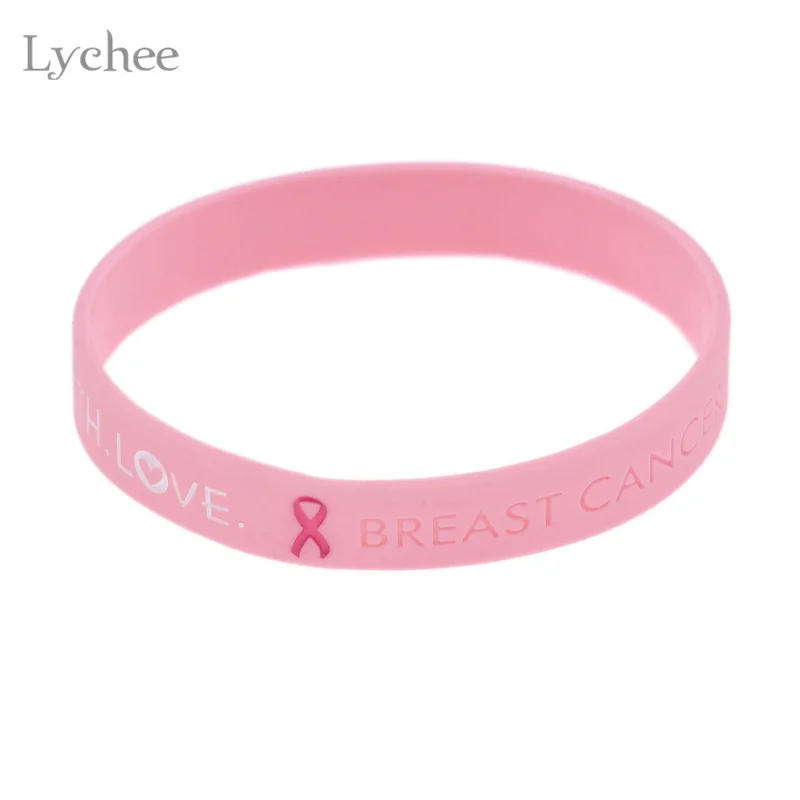 Силиконовый браслет Lychee для повышения уровня здоровья при раке груди розовый