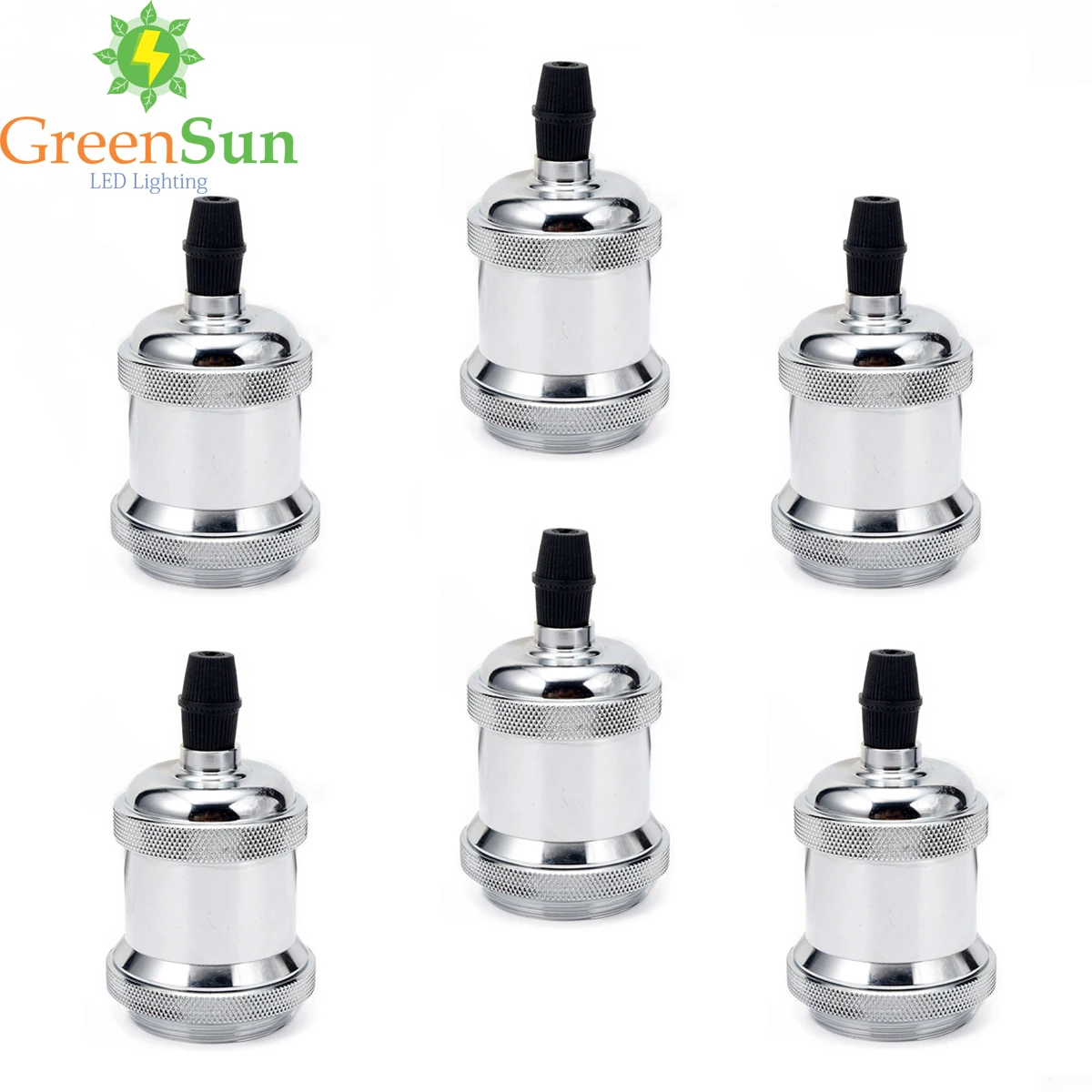 GreenSun 6 шт. хромированный цветной E27 алюминиевый Ретро Держатель для лампы