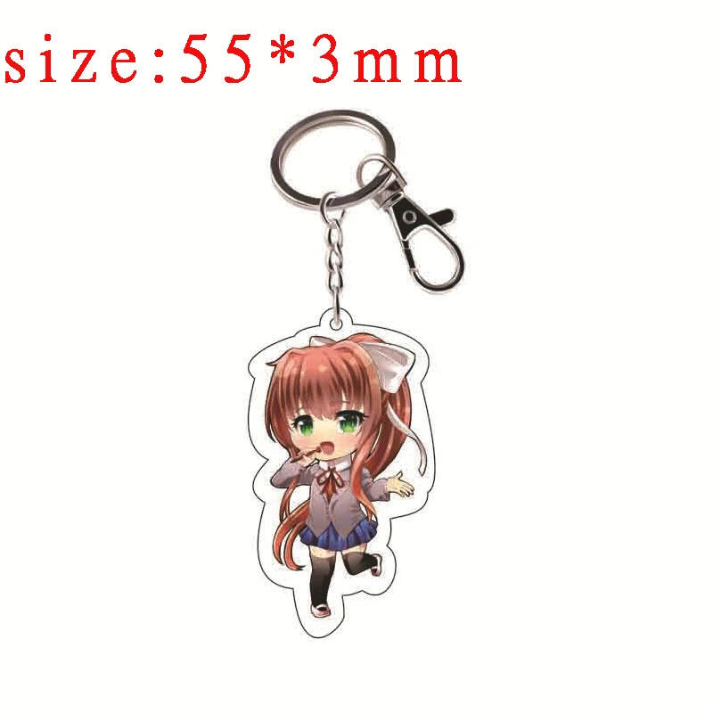4 шт./компл. Doki Literature брелок косплей реквизит мультфильм Sayori Yuri Natsuki Monika акриловое кольцо для ключей унисекс аксессуары для автомобильных ключей