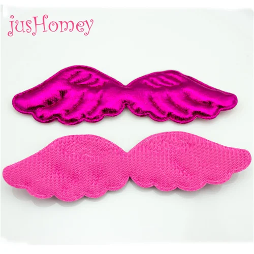 HOT PINK 12 шт. Металлический Тон Ангел Кукла крыло блестящая ткань Крылья Ангела нашивки тиснением Крыло ангела аппликации детская игрушка в ванную, вечерние украшения - Цвет: HOT PINK