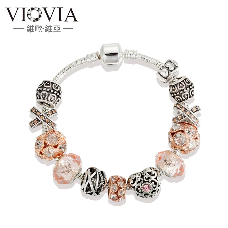 Европейский Золотой Горный Хрусталь Бисер Браслеты Шарма и для Женщин Ювелирные