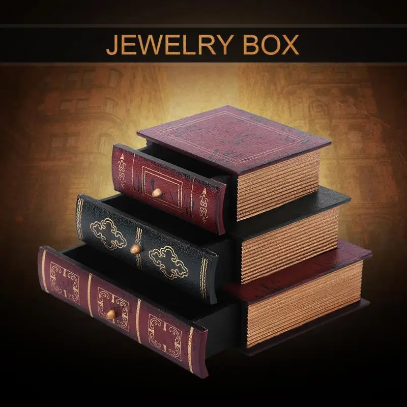 Модный винтажный Чехол в форме книги Подарочный ящик для хранения ювелирных