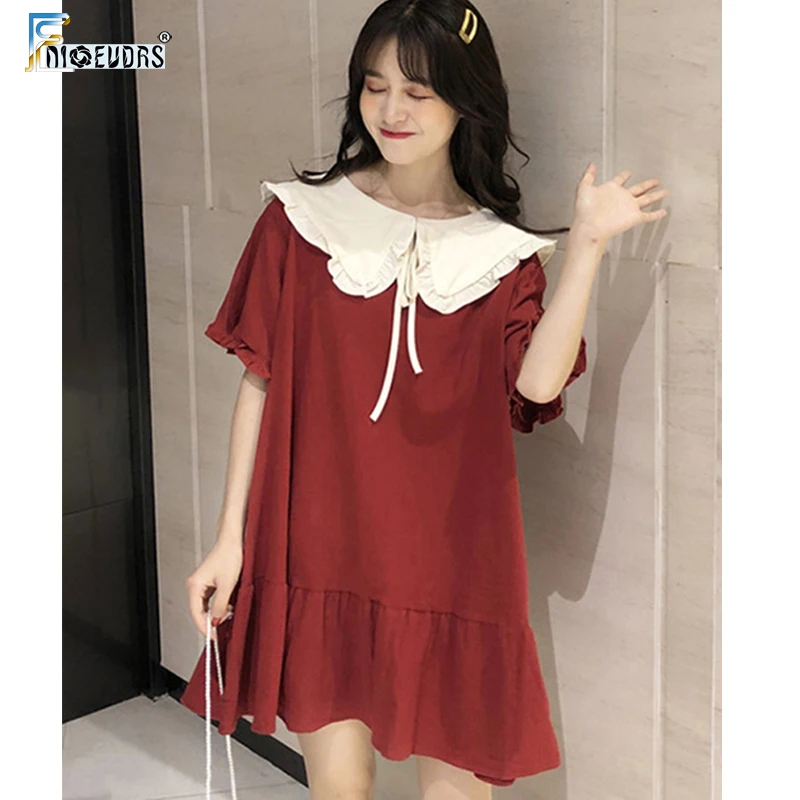 Новинка Лето 2019 Европейский стиль женские свободные три цвета Питер Пэн воротник