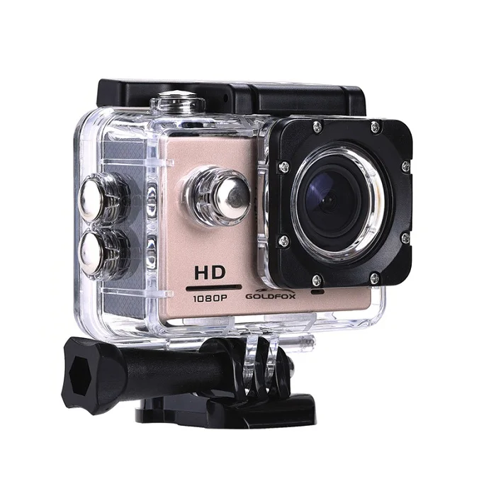 Gold Goldfox экшн-камера HD 1080P 2," ЖК-экран 120D Go подводный 30 м Водонепроницаемая профессиональная видеокамера для записи видео s Mini Sport Cam - Цвет: Gold