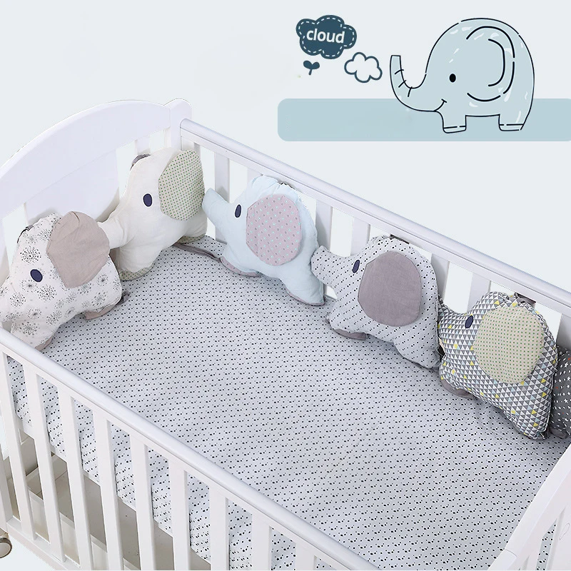 

6PCS/Set Baby Bed Bumper Cushion Cotton Elephant Infant Crib Bumper Soft Baby Bedding Around Protector