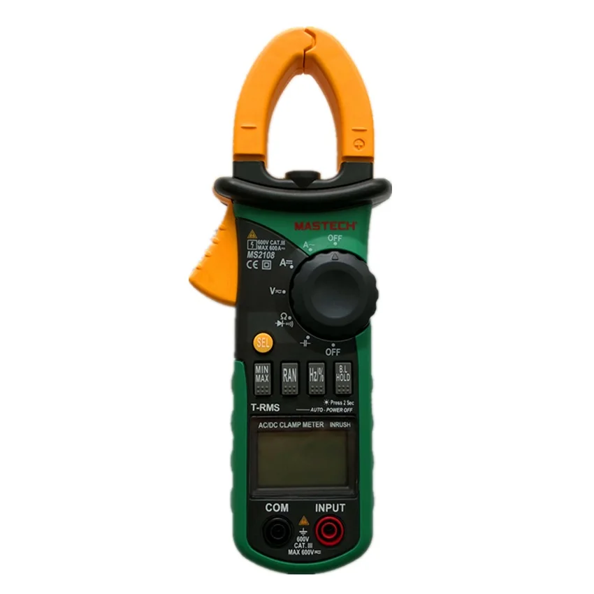 Mastech MS2108 цифровой клещи True RMS ЖК-мультиметр AC DC Вольтметр Амперметр Ом Herz. Многофункциональный тестер рабочего цикла