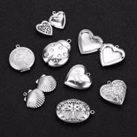louleur 8 styles stainless steel diffuser perfume lockets pendant silver color photo frame locket fit for necklace women gift