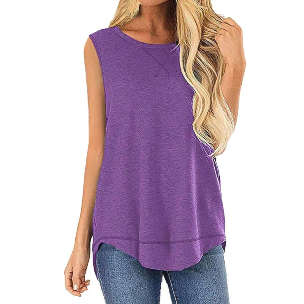 Женская однотонная Базовая рубашка с Боковым Разрезом жилет открытыми плечами