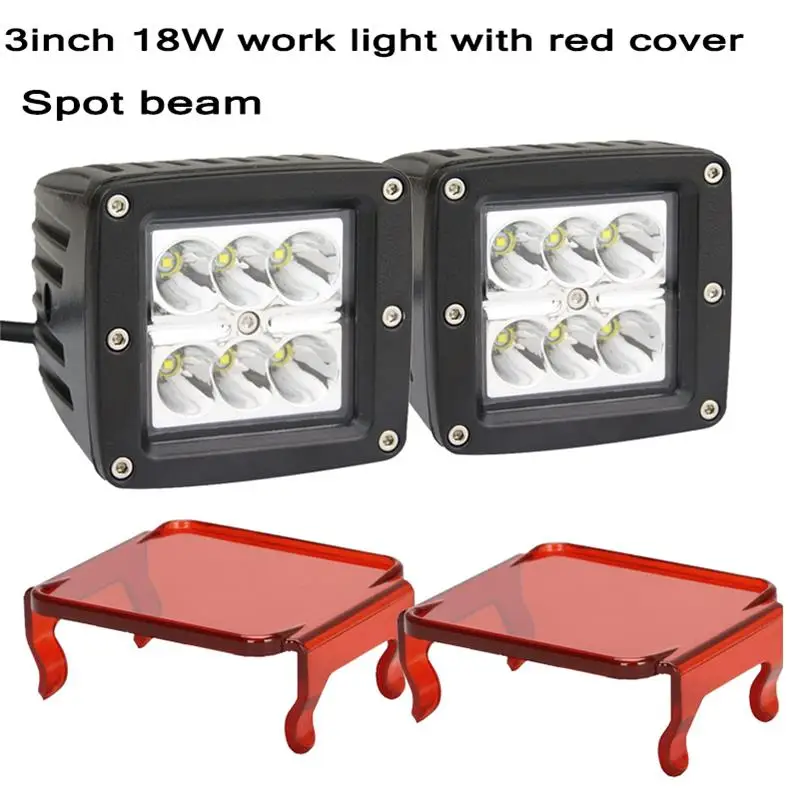 2pc 18W spot red 3 дюйма 18 Вт светодиодный рабочий светильник светодиодный бар внедорожный 4x4 atv точечный прожектор противотуманный светильник для мотоцикла Трактор Лодка внедорожный грузовик внедорожник - Цвет: 2pc 18W spot red