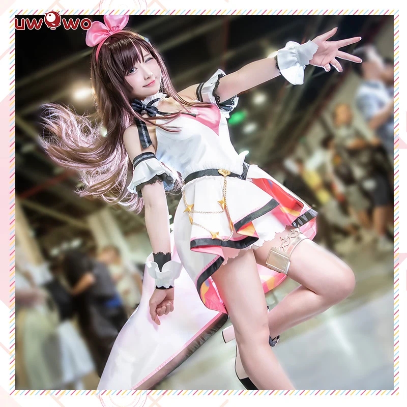 UWOWO Kizuna AI Косплей Костюм AI канал Youtube женское милое розовое платье Рождественский карнавальный костюм