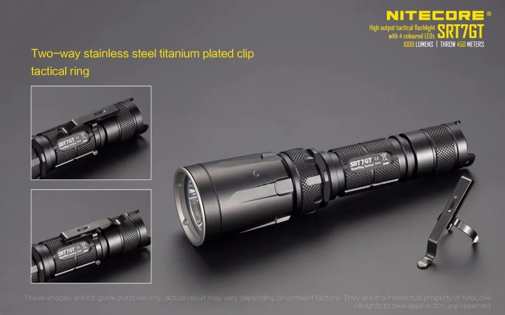 NITECORE SRT7GT фонарик умный селектор кольцо CREE XP-L HI V3 RGB Свет Макс 1000 люмен луч бросок 450 м тактический фонарь