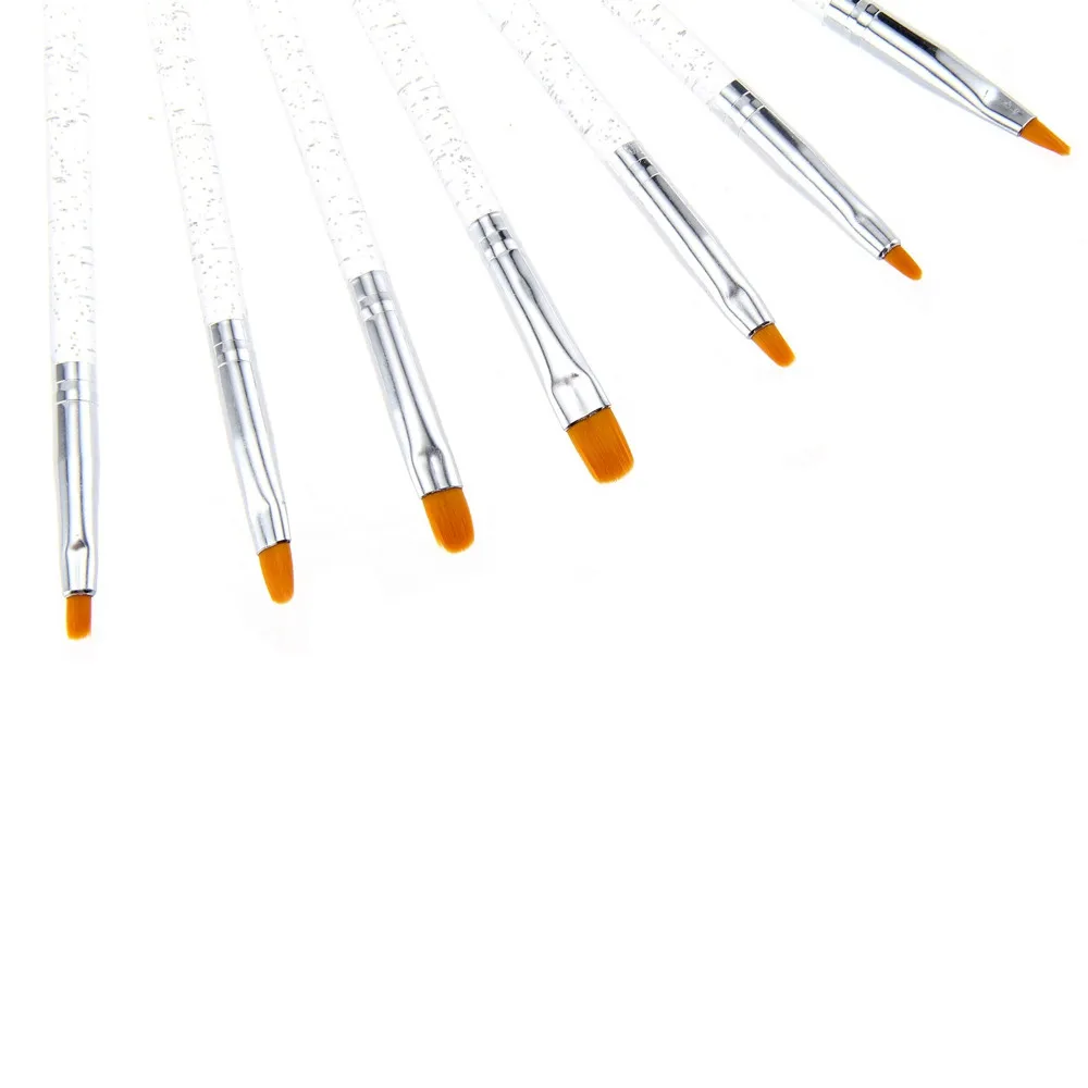 Набор кистей для дизайна ногтей плоская ручка рисования кончики пыль Чистка