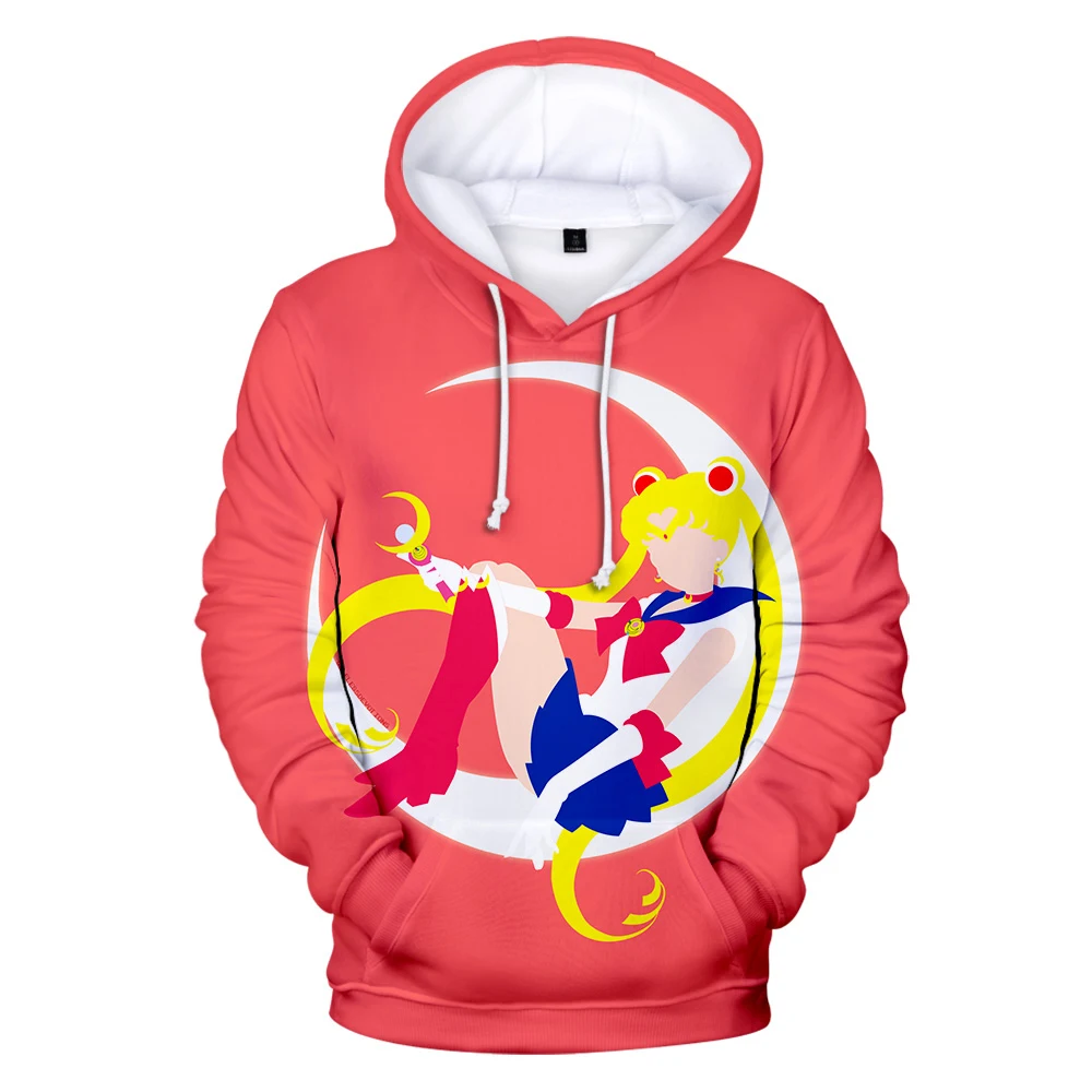 2019 Anime Manga Character Sailor Moon 3D Pullovers Sweatshirts Pink Girl's Sweet Hoodies Fashion Elegant Slim Clothes Warm Cozy | Женская
