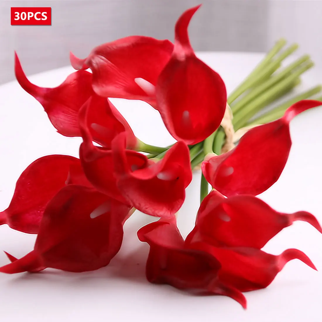 5 10 30 голов Калла Лилия Искусственный Свадебный букет голова Латекс Настоящее прикосновение искусственный цветок Свадебные украшения - Цвет: Red 30pcs
