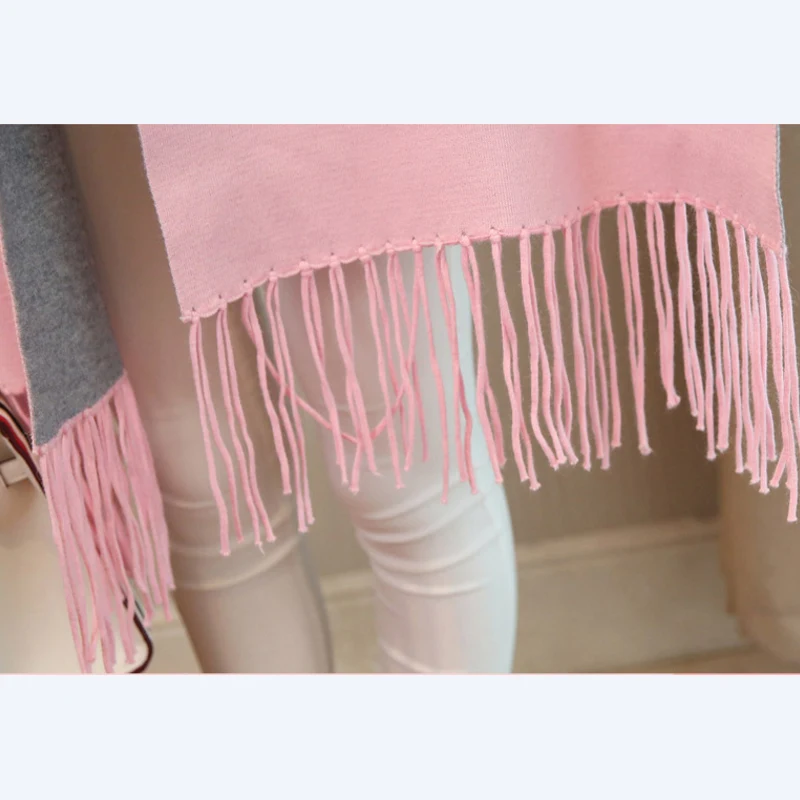 TIGENA Tassel Ponchos And Capes 2019 Autumn Winter Long Cardigan Female Batwing Sleeve Warm Knitted Cardigans Women Sweater |