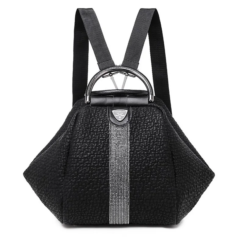 Женский брендовый рюкзак из искусственной кожи, женский рюкзак, вместительная школьная сумка для девочек, сумки на плечо для отдыха для женщин, V5-14 - Цвет: Черный