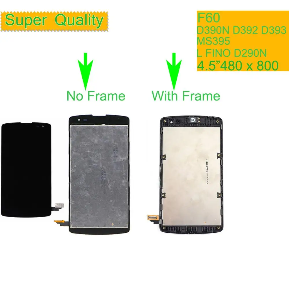 

Оригинальный ЖК-дисплей для LG F60 D390N D392 MS395 L Fino D290 D290N LS660, ЖК-дисплей, сенсорный экран, дигитайзер с рамкой в сборе