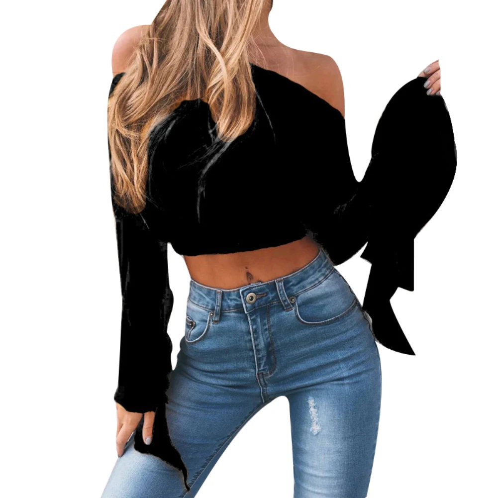 Новая женская укороченная летняя однотонная Сексуальная шифоновая блузка с