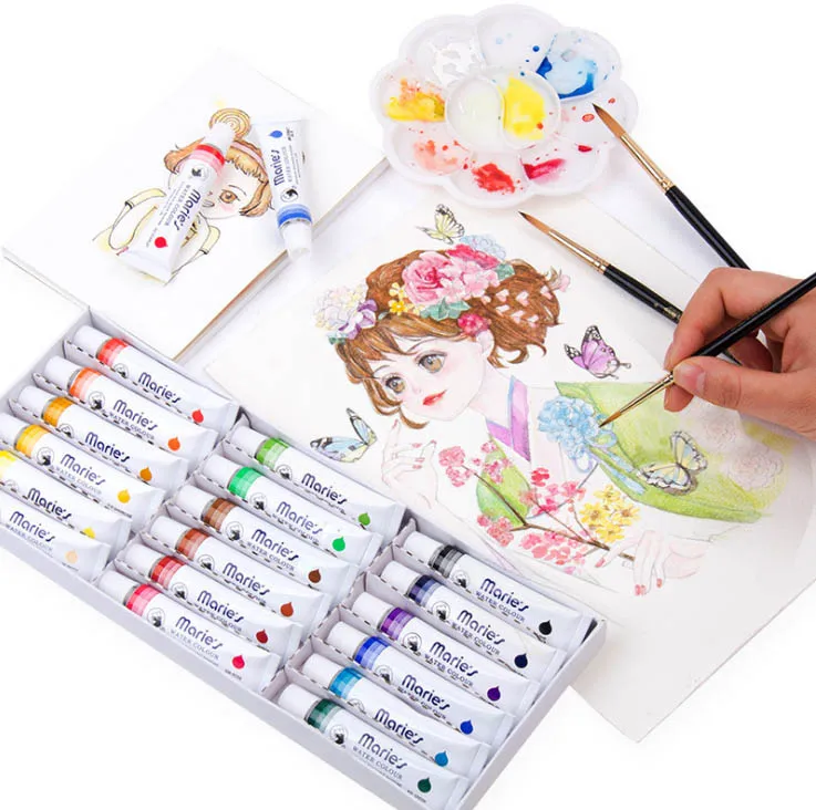 Высококачественный Набор для рисования акварелью 12/24/36 цветов 12 мл