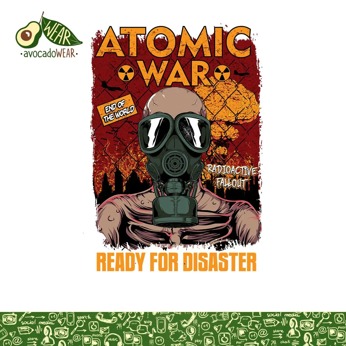 Atomic War End of the World Radiation Gas Mask Mens T-shirt XS-5XLStreetwear Funny Print Clothing Hip-Tope Mans T-Shirt Tops | Мужская