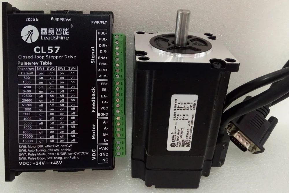 

Original Leadshine Nema23 2 Phase Closed loop stepper servo drive kit CL57+57CME13 1.3N.m easy servo Motor with cable