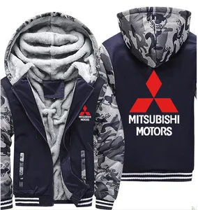 Мужские толстовки с капюшоном Mitsubishi, куртка с принтом логотипа автомобиля, мужские толстовки, зимнее утепленное флисовое хлопковое камуфляжное Мужское пальто реглан на молнии
