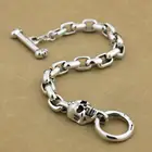 Мужской браслет панк-рок ручной работы, серебряная цепочка с черепом, в стиле панк, 9N014