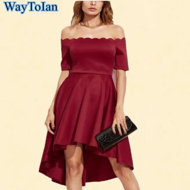 WayToIan женское винно черное однотонное платье трапециевидной формы с вырезом