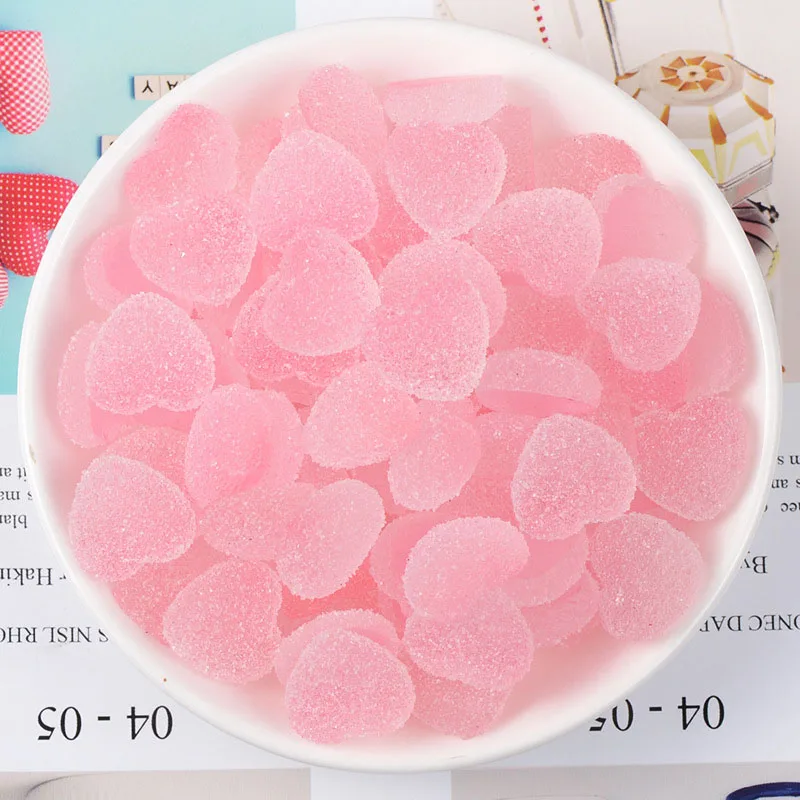 Gradient pink 20 шт кабошон в форме сердца из смолы с плоским дном, имитация конфет с плоской задней частью, кабошоны-аксессуары из смолы, сделай сам, скрапбукинг, декор для телефона - Цвет: Gradient pink