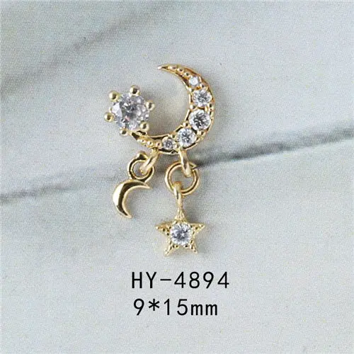 HY4894 5 шт./лот, подвеска/крылья/цепь, 3D сплав, дизайн ногтей, циркон, жемчуг, металл, маникюрные аксессуары для ногтей, сделай сам, украшения ногтей, подвески - Цвет: HY4894