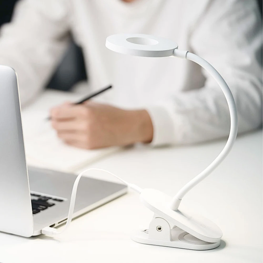 Xiaomi Yeelight светодиодный настольный светильник с зажимом, Ночной светильник, заряжаемый от USB, 5 Вт, 360 градусов, Регулируемая лампа для чтения, для спальни